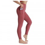 Roseangel Women's Sports Yoga Pants Opaque Sports Pants with Pockets Belly Control High Waist Sports Leggings for Girls (Dark Red X-Small)