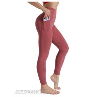 Roseangel Women's Sports Yoga Pants Opaque Sports Pants with Pockets Belly Control High Waist Sports Leggings for Girls (Dark Red X-Small)