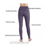 STYLEWORD Womens Yoga Pants with Pockets High Waist Workout Leggings Running Pants(Purple Grey-018B XL)