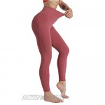 Women's Sports Yoga Pants Opaque Sports Pants with Pockets Belly Control High Waist Sports Leggings for Girls (Dark Red Large)