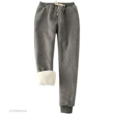 Z&A Womens Warm Fleece Pants Sherpa Lined Sweatpants Active Running Joggers Pants (Small Dark Grey)