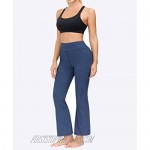 Zexxxy Breathable Yoga Pants with Pockets Lounge Yoga Pants for Women Tummy Control Workout Pants Navy Blue Size 2XL