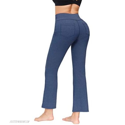 Zexxxy Long Yoga Pants for Women High Waist Yoga Pants Inner Pocket Yoga Pants Navy Blue Size X-Large
