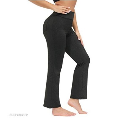 Zexxxy Stretchy Yoga Pants for Women Running Pants with Pockets High Waist Sport Pants Dark Grey Size Medium
