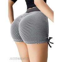 Aleumdr Womens High Waisted Scrunch Butt Lift Shorts Side Drawstring Lift Anti Cellulite Leggings Sport Tights