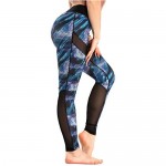 FITTOO Women's Mesh Workout Leggings Panel Sheer Yoga Pants Gym Tights
