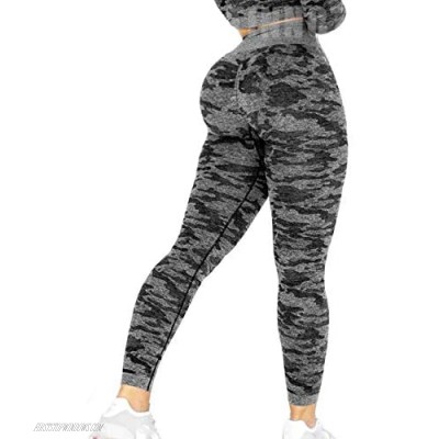 INSTINNCT Women Yoga Pants Seamless High Waist Butt Push up Tummy Control Gym Sport Workout Leggings #2 Camo Black S