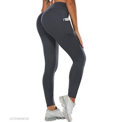 KIWI RATA Workout Scrunch Butt Leggings for Women with Pockets Ruched Booty Lifting Yoga Pants High Waisted Sport Gym Tights