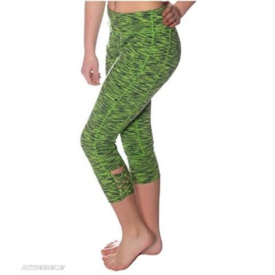 Lady 12 Women's Capri Yoga Pants- Mid Rise with Hidden Pocket in Waistband
