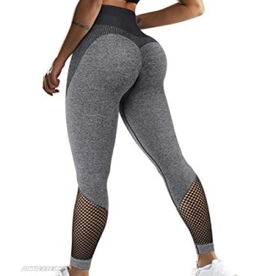 RUUHEE Women Seamless Workout Mesh High Waisted Leggings Butt Lifting Compression Yoga