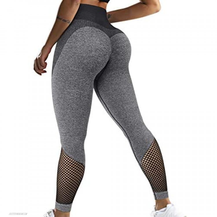 RUUHEE Women Seamless Workout Mesh High Waisted Leggings Butt Lifting Compression Yoga