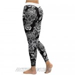 Women's Sugar Skull Print Yoga Workout Running Gym Leggings Skinny Tights Active Yoga Pants