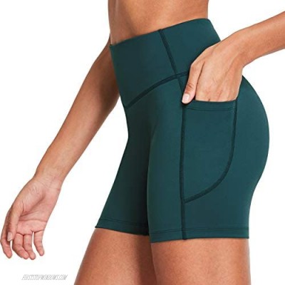 BALEAF Workout Shorts for Women High Waisted Soft Yoga Biker Volleyball Gym Swim Athletic Running Tights with Pockets Teal XS