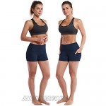 BUBBLELIME 2.5/4 Stretch Yoga Shorts for Women Tummy Control - 2.5 Side Pockets DARKNAVY Small (2.5 Inseam)