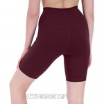Carboni Women's 8” Seamless High Waisted Workout Pocket Yoga Biker Length Compression Shorts with Tummy Control Butt Lift