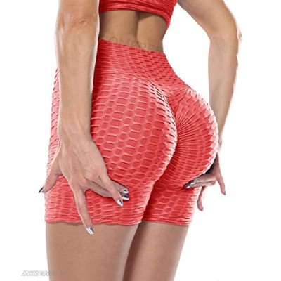 COMFREE Scrunch Butt Shorts for Women Workout Butt Lifting Yoga Shorts Tummy Control Red XL