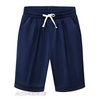 DRESSTELLS Summer Bermuda Shorts for Women Pull up Short Beach Lounge Elastic Waist Pocketed Pants with Drawstring Navy S