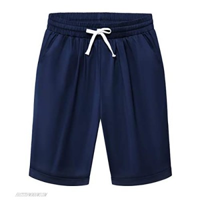 DRESSTELLS Summer Bermuda Shorts for Women Pull up Short Beach Lounge Elastic Waist Pocketed Pants with Drawstring Navy S