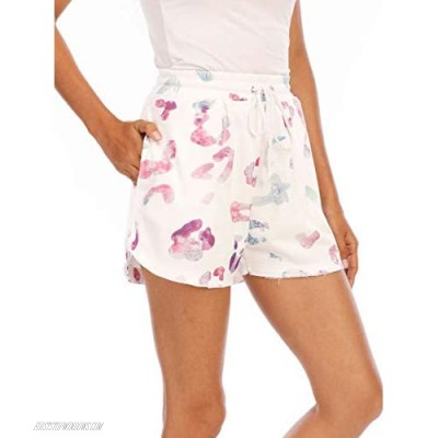 Famulily Ladies Shorts Fashion Tie Dye Elastic High Waisted Pants Cotton Comfy Sport SweatShorts(Leopard XL)