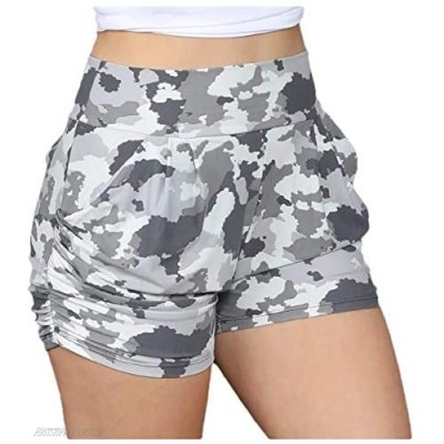 SportsXX Women's Patterned Fashion High Waist Solid Colored Casual Leisure Shorts AS5 L