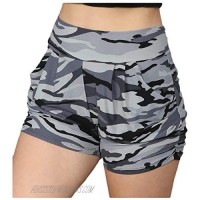 SportsXX Women's Patterned Fashion High Waist Solid Colored Casual Leisure Shorts AS6 M