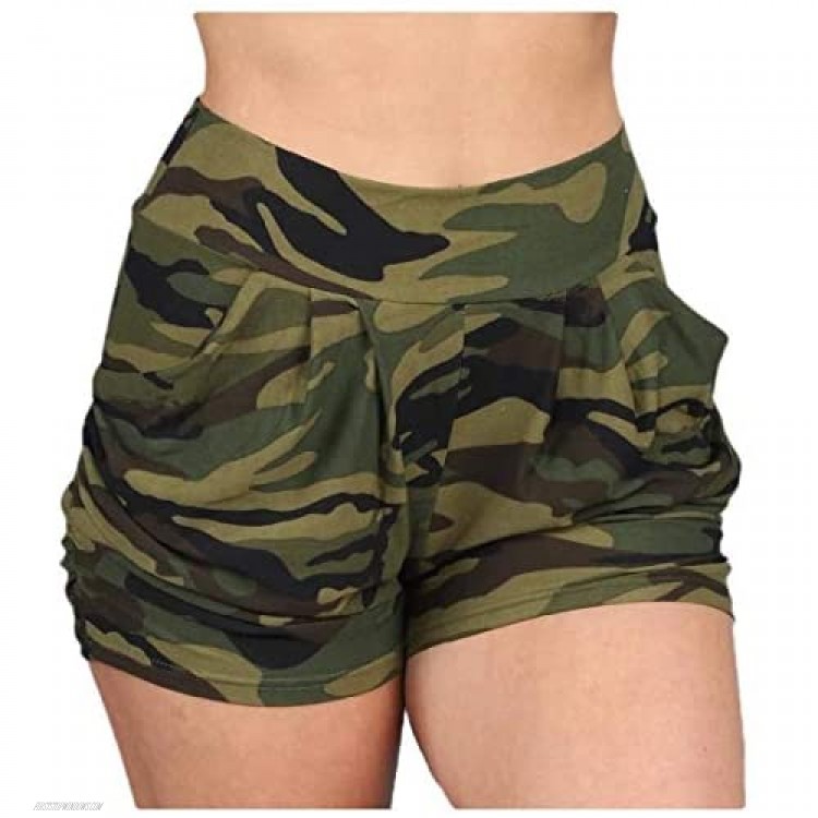 SportsXX Women's Patterned Fashion High Waist Solid Colored Casual Leisure Shorts AS4 S
