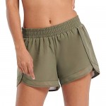 Women's Quick-Dry Workout Sports Running Yoga Athletic Shorts Built-in Panties (GFDS001 Green S)