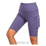 Xtextile High Waist Yoga Shorts for Women Fitness Athletic Workout Running Compression Shorts with Side Pockets