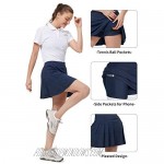 CAMEL CROWN Women's Athletic Tennis Skirt Pleated Active Golf Skorts with Shorts Ball Pockets Sport Workout Running
