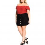City Chic Women's Apparel Women's Plus Size Above The Knee Skort with Button Detail