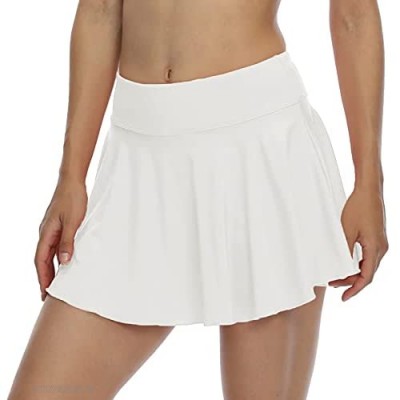 CQC Women's Tennis Skirts Lightweight Pleated Athletic Running Travel Golf Skorts with Bulit-in Shorts