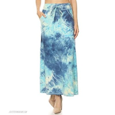 Leggings Depot SK10D-R984-S Women's Basic Casual High Rise Long Maxi Skirt with Side Pockets-R984 Small