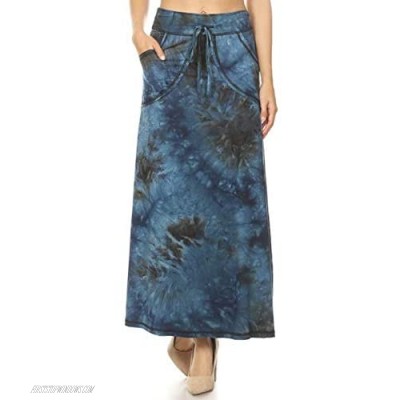 Leggings Depot SK10D-R985-M Women's Basic Casual High Rise Long Maxi Skirt with Side Pockets-R985 Medium