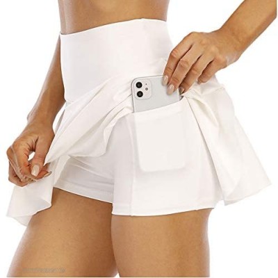 Women's Athletic Tennis Skorts Skirts Sports Leggings Gym Yoga Golf Running Active Pleated Bottoms with Pockets