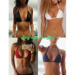 COLO Women Triangle Bikini Top Push up Padded V-Neck Lace-up Basic Swimsuit Top Black White Red