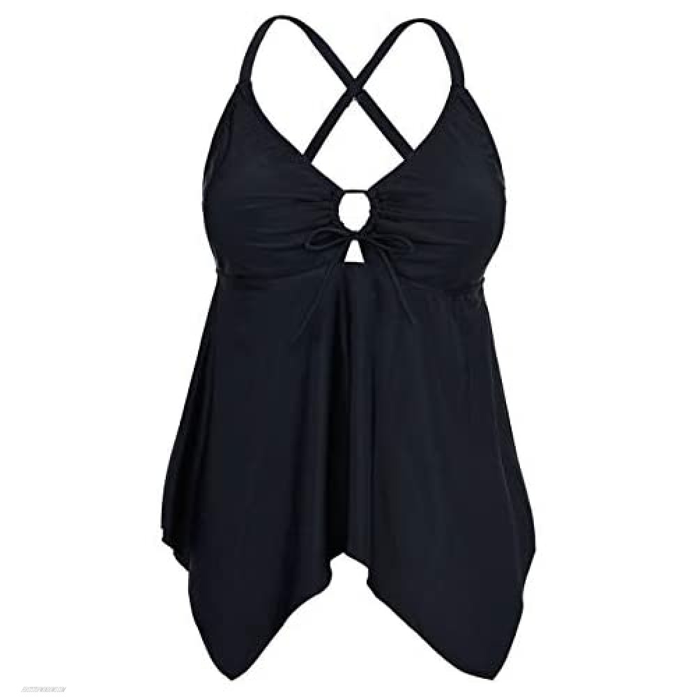 Firpearl Women's Tankini Swimsuits Modest Flowy Crossback Plus Size Bathing Suit Top 