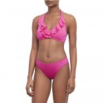 Kenneth Cole REACTION Women's Underwire Ruffle Halter Hipster Bikini Swimsuit Top