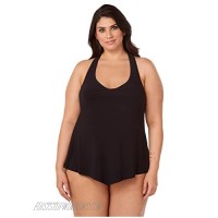 Magicsuit Women's Plus Solid Taylor V-Neck Tankini Top with Underwire Bra with Removable Soft Cup and Fixed Straps