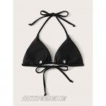 MakeMeChic Women's Plus Size Tie Back Triangle Bikini Top Swimwear