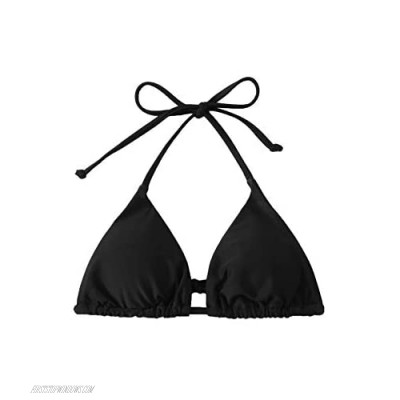 MakeMeChic Women's Plus Size Tie Back Triangle Bikini Top Swimwear
