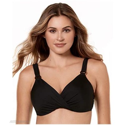 Miraclesuit Women's D-DDD Cup Solid Plunge Bra Top