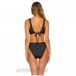 Becca by Rebecca Virtue Women's Danielle Ribbed High Waist Brazilian Bikini Bottom