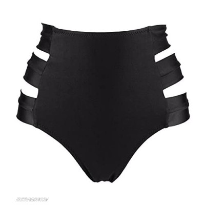 COCOSHIP Women's High Waist Side Straps Bikini Bottom Scrunch Butt Ruched Brief(FBA)