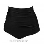 COCOSHIP Women's Retro High Waisted Bikini Bottom Ruched Shirred Swim Brief Short Tankinis(FBA)