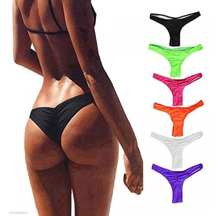 FOCUSSEXY Women's Hot Summer Brazilian Beachwear Bikini Bottom Thong Swimwear