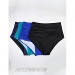 GRAPENT Women's High Waisted Swim Bottom Ruched Bikini Tankini Swimsuit Briefs