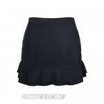 Hilor Women's Skirted Bikini Bottom High Waisted Shirred Swim Bottom Ruffle Swim Skirt