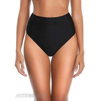 Holipick Women Sexy Bikini Bottoms Strappy High Waisted Swim Bottom Black Swimsuit Briefs