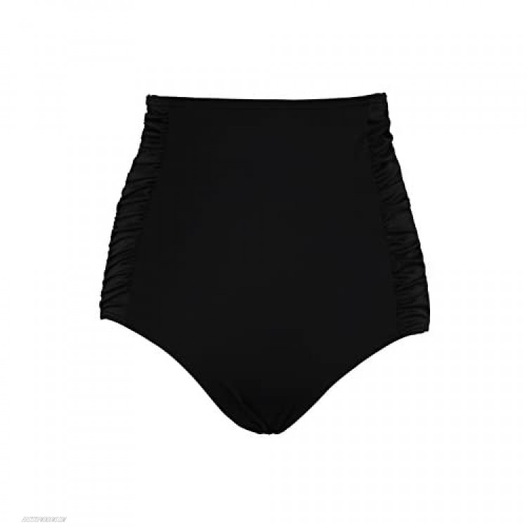 Septangle Women's Vintage High Waisted Bikini Bottom Shirred Tankini Briefs