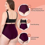 SHAPERMINT Women Ruched High Waisted Bikini Bottom Swimsuit Tummy Control Full Coverage Swimwear Small to Plus Size